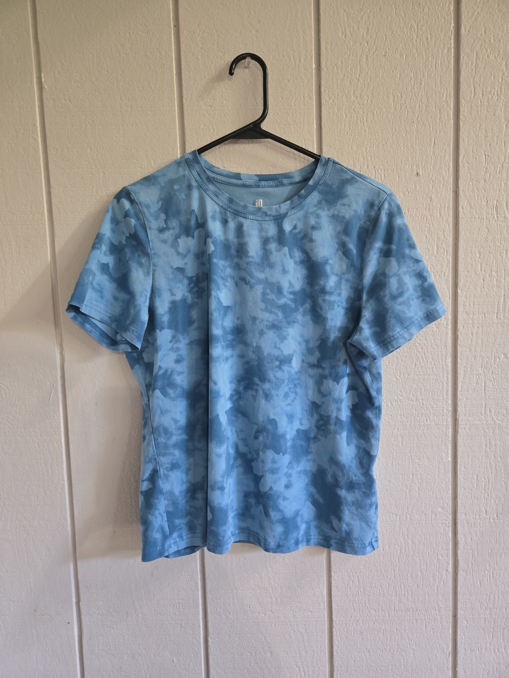 Juniors Blue Tie-Dye Crewneck T-Shirt